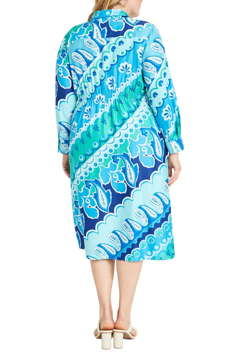 Long Sleeve Twisted Waist Midi Shirtdress, Alternate, color, SKY BLUE/ HAWAIN BLUE