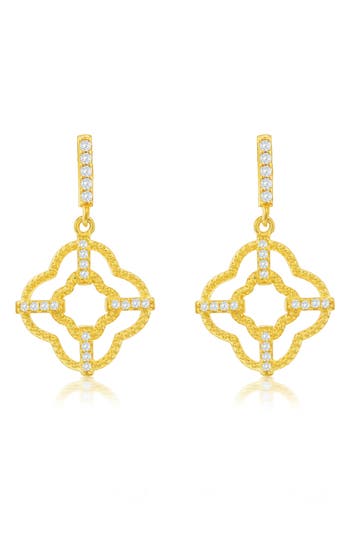 Suzy Levian Cubic Zirconia Trellis Filigree Drop Earrings