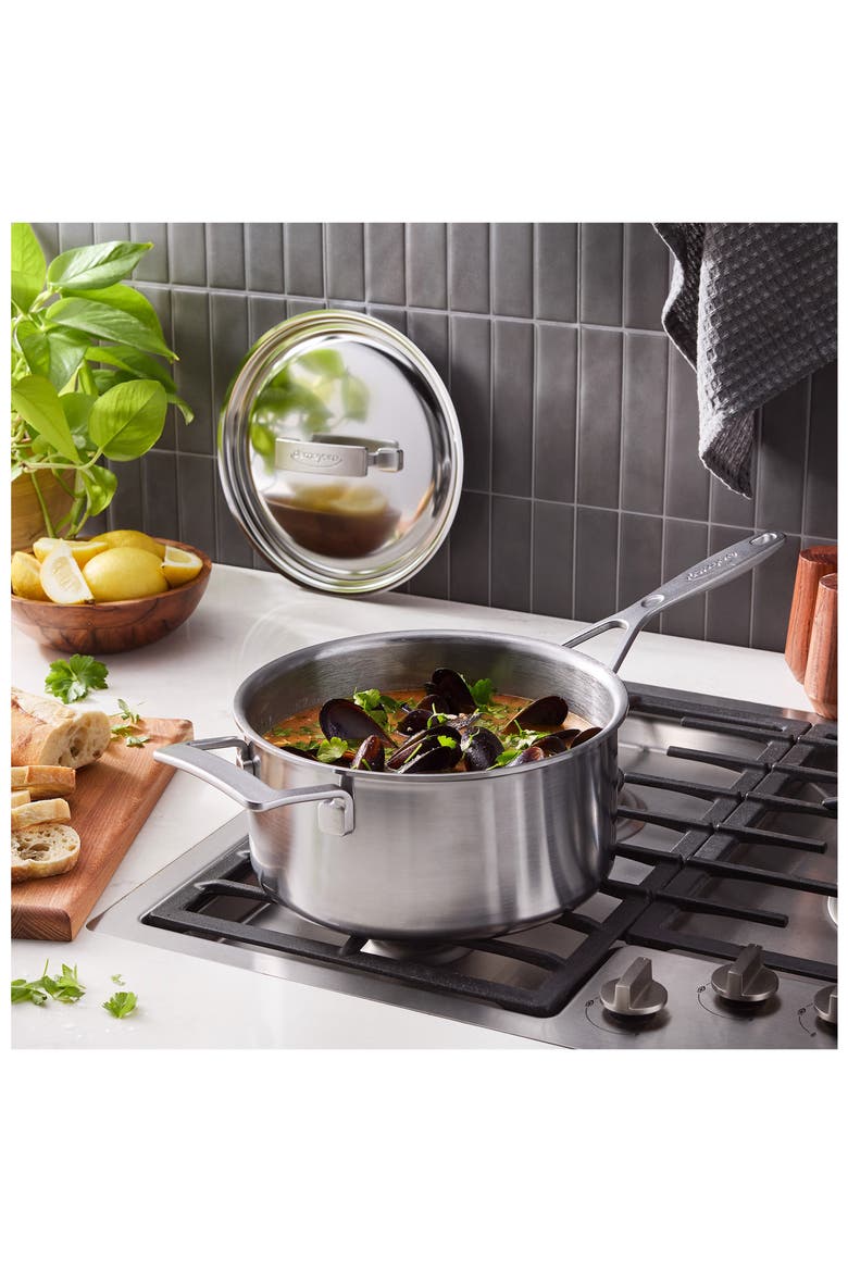 Industry 4-Quart 5-Ply Stainless Steel Saucepan, Alternate, color, STAINLESS STEEL