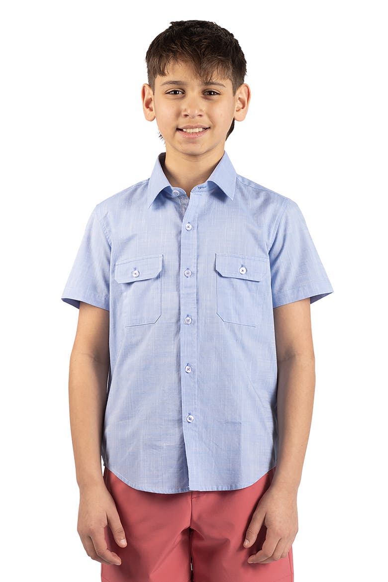 Kids' Signature Chambray Button-Up Shirt, Main, color, LIGHT BLUE