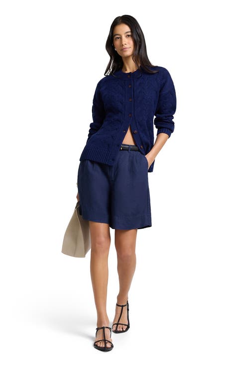 Air Linen Pleated Bermuda Short