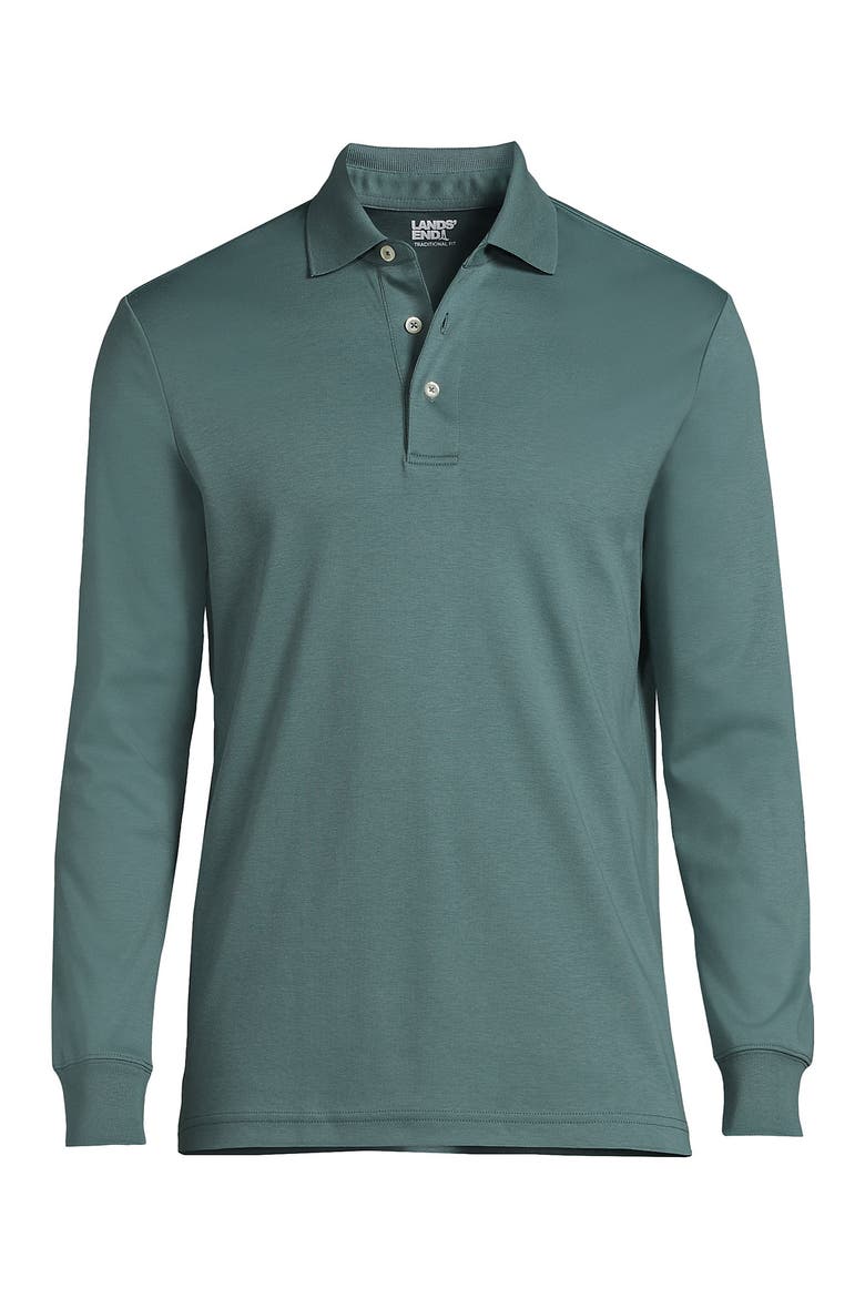 Long Sleeve Cotton Supima Polo Shirt, Alternate, color, Tourmaline