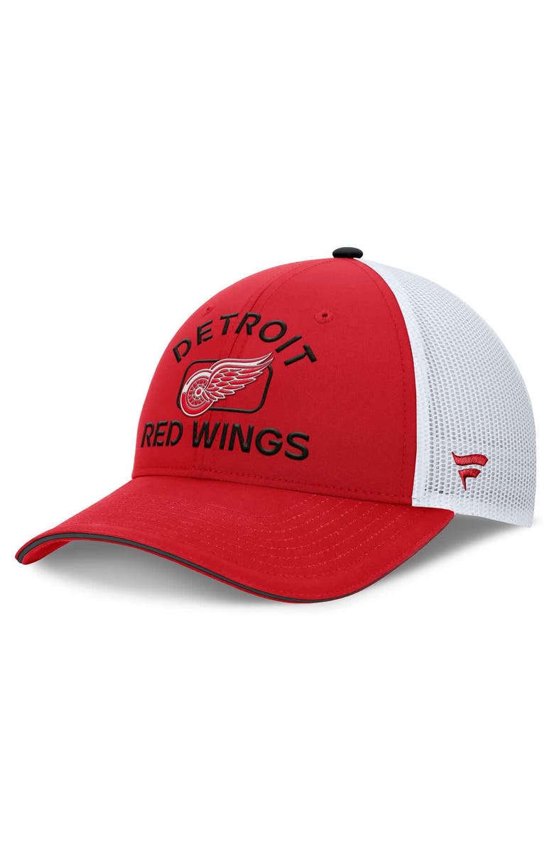 FANATICS Men's Fanatics Red/White Detroit Red Wings Authentic Pro Rink Trucker Hat, Main, color, Red