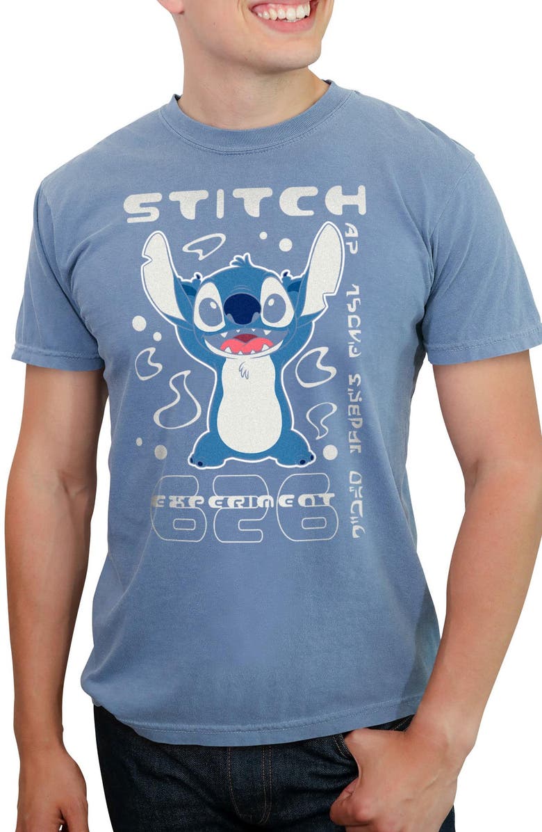 Lilo & Stitch Men's Lilo & Stitch Experiment 626 Groovy Poster Graphic T-Shirt, Main, color, Blue Jean