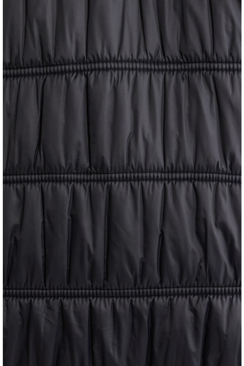 Quilted Ruched Recycled Nylon Hooded Jacket, Alternate, color, BLACK