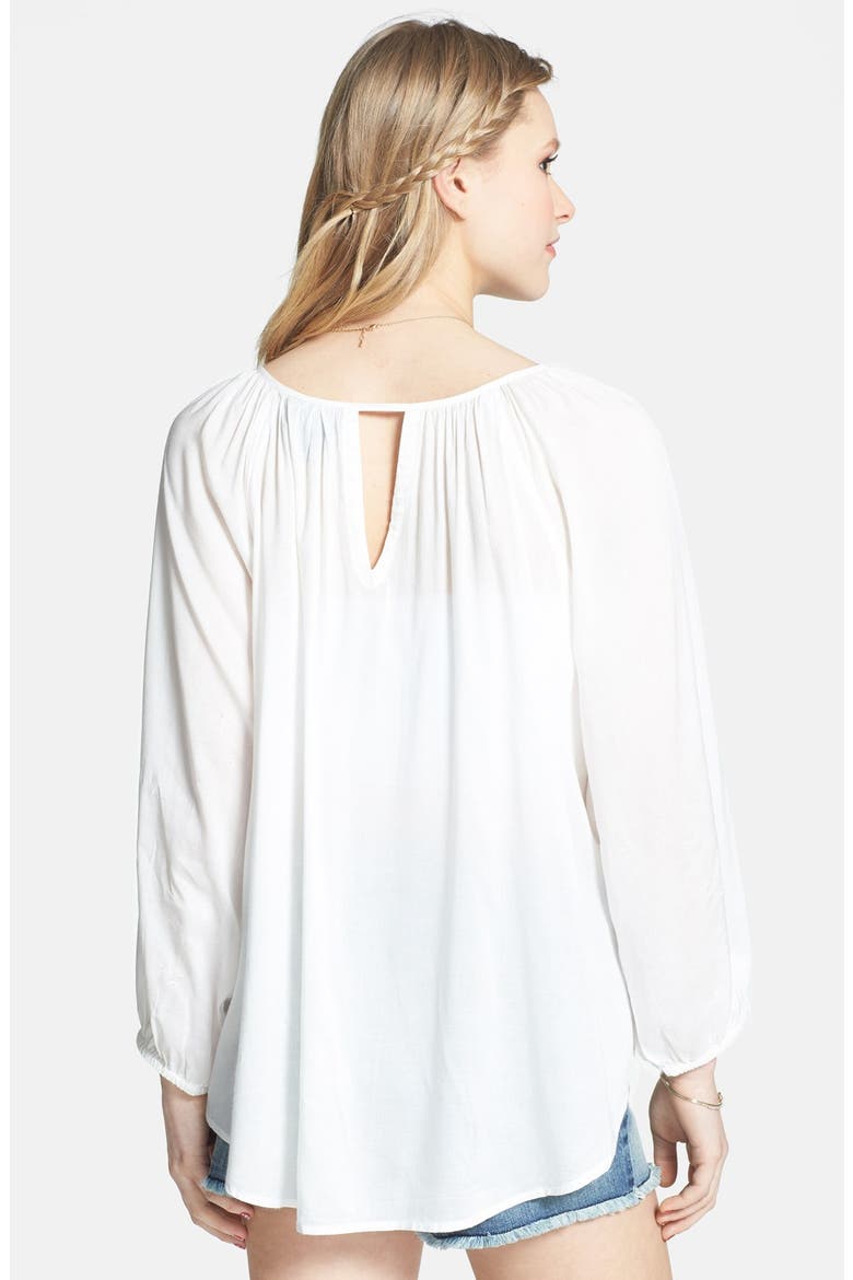 Embroidered Peasant Top, Alternate, color, IVORY/ RED