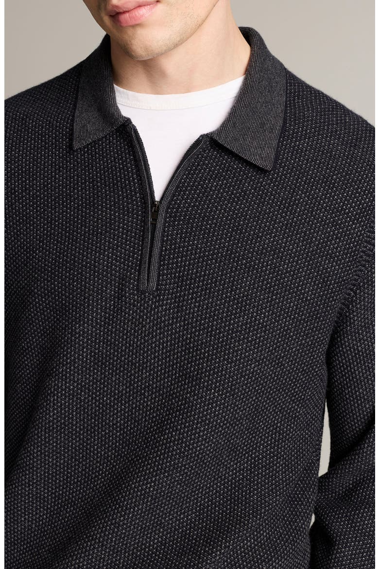 Geo Jacquard Quarter Zip Sweater, Alternate, color, COASTAL/ MED H GREY