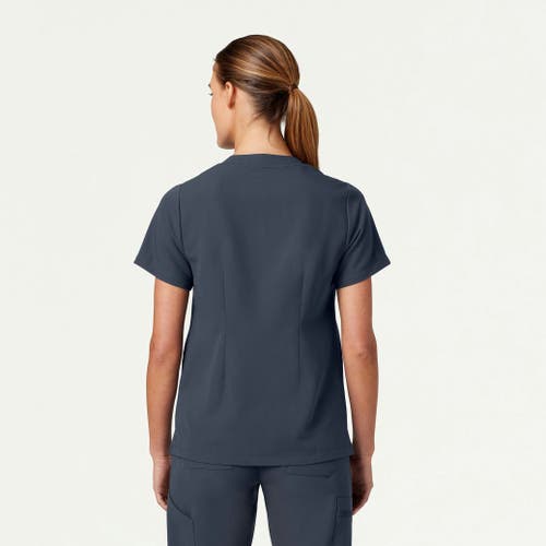 Jaanuu 3-pocket Classic Notched V-neck Scrub Top In Gray
