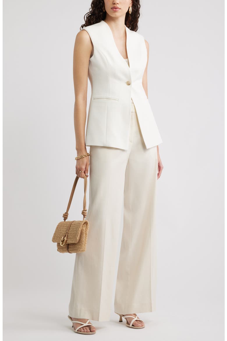 Textured One-Button Vest, Alternate, color, IVORY TOFU