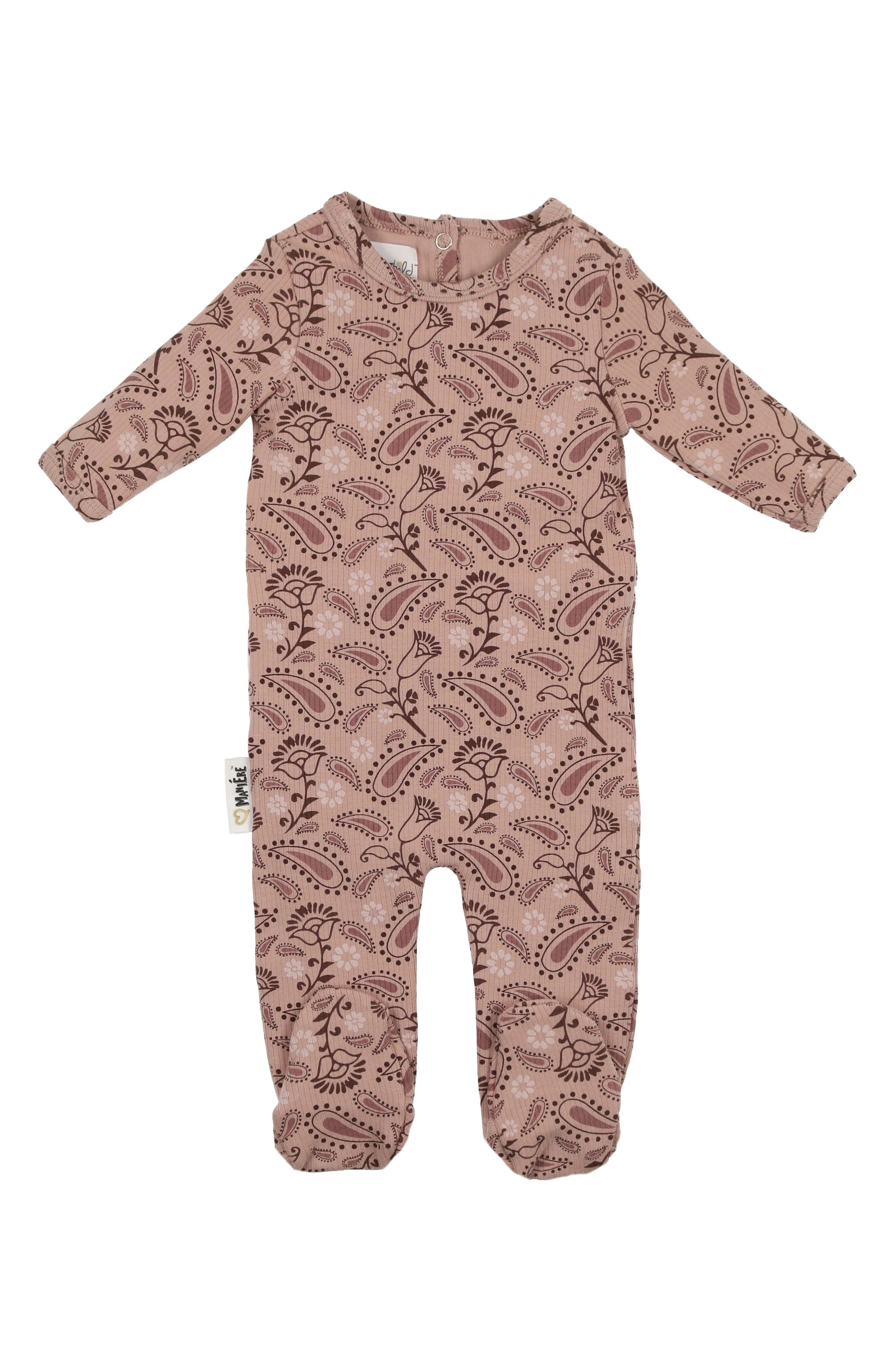 Manière Pretty Paisley Rib Cotton Blend Footie