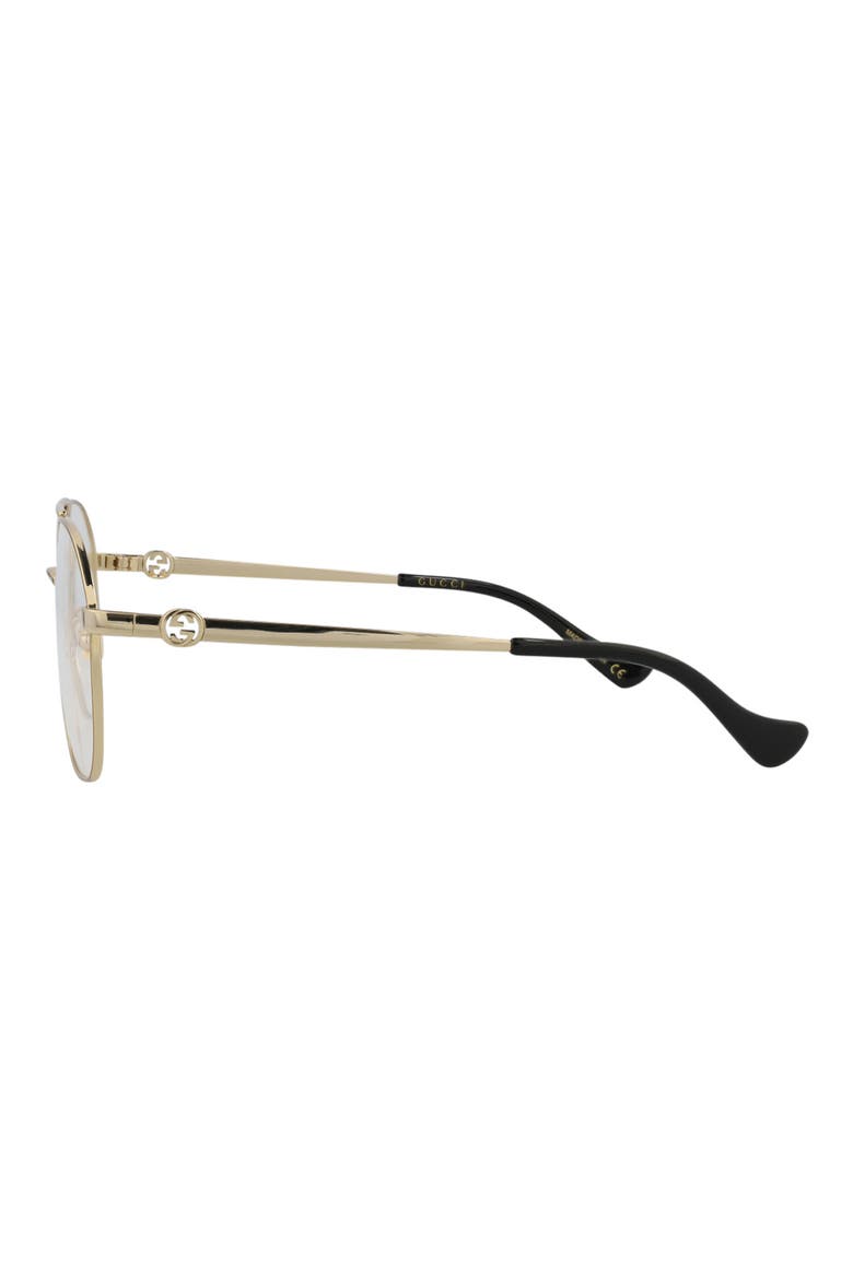 Novelty 56mm Aviator Optical Glasses, Alternate, color, GOLD GOLD TRANSPARENT