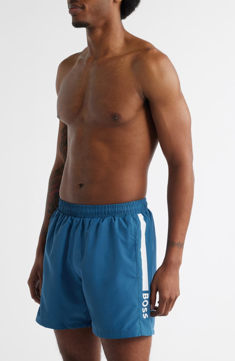 BOSS Dolphin Swim Trunks, Alternate, color, Open Blue
