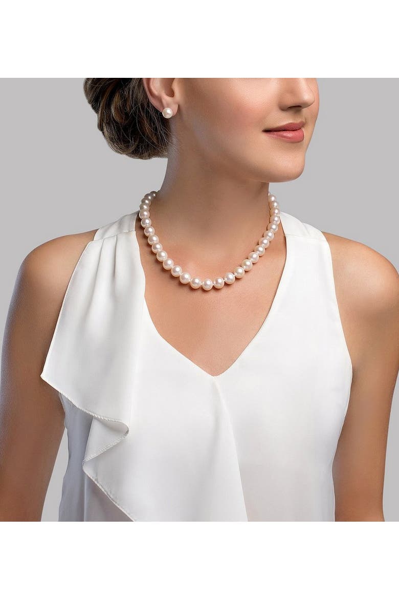 11.5-12.5mm White Freshwater Pearl Necklace - Premier AAAA Quality, Alternate, color, Yellow Gold Clasp