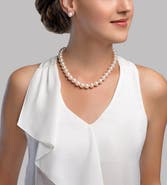 The Pearl Source 11.5-12.5mm White Freshwater Pearl Necklace - AAA Quality