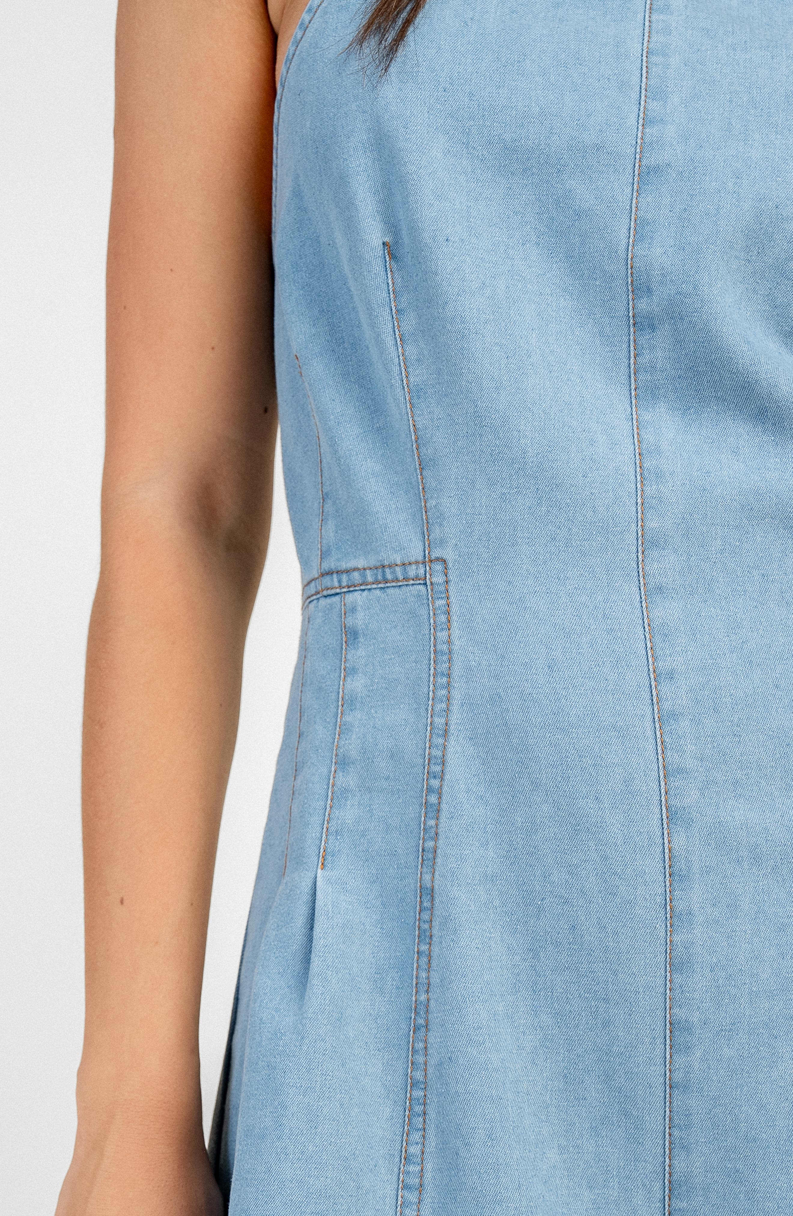 Seamed Detail Denim Romper