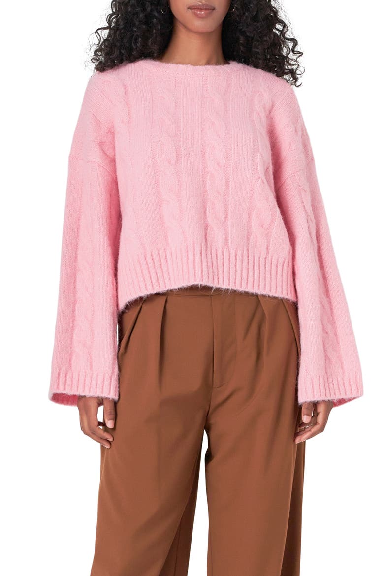 Cable Stitch Sweater, Main, color, PINK