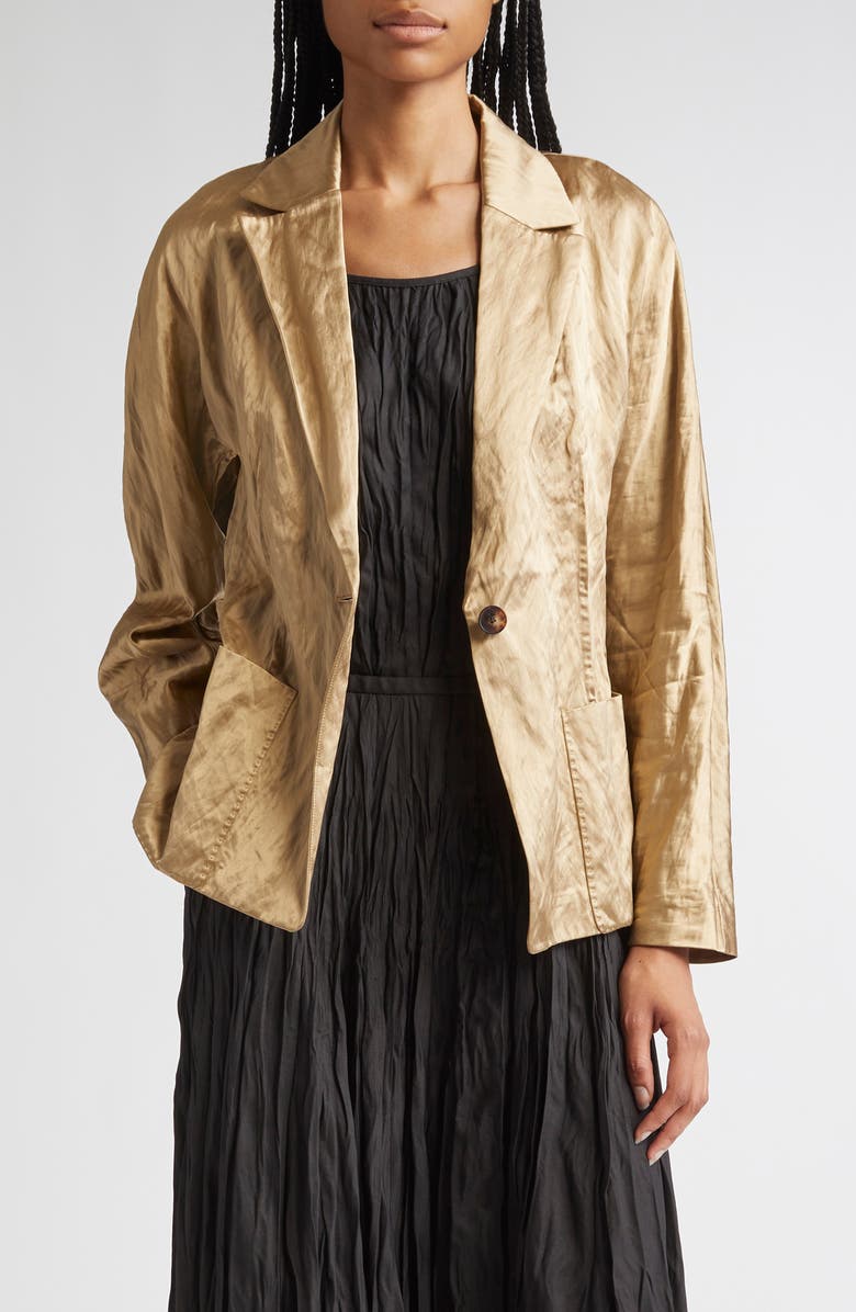 Lafayette 148 New York Pintuck Back Satin Jacket, Main, color, Clay