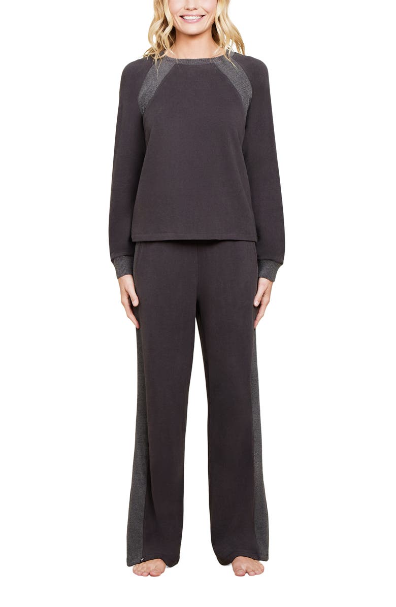 Barefoot Dreams<sup>®</sup> Malibu Collection<sup>®</sup> Brushed Fleece Sweatshirt, Alternate, color, Carbon