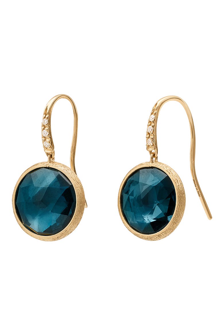 Jaipur London Blue Topaz & Diamond Drop Earrings, Alternate, color, GOLD/ TOPAZ/ DIAMOND