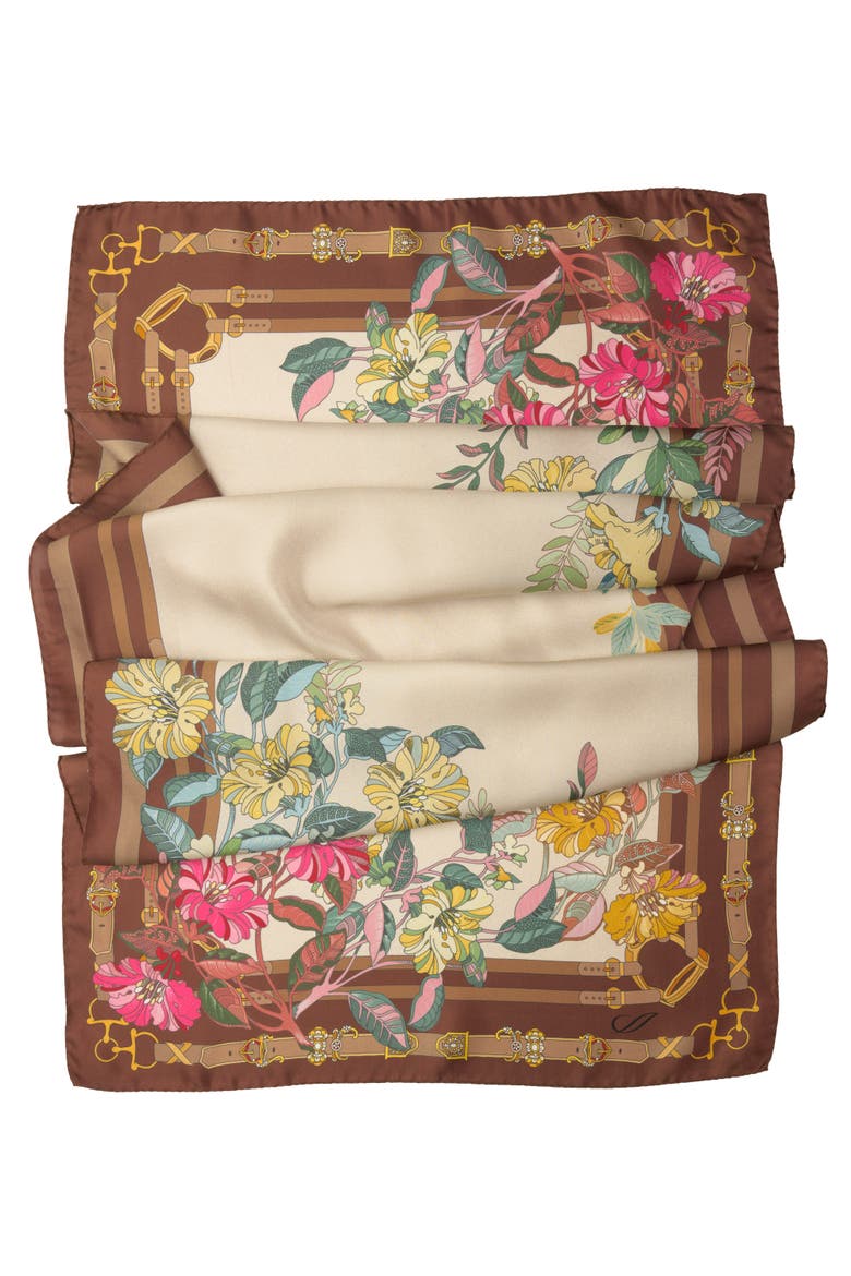 Mina - Long Silk Scarf for Women, Alternate, color, Chocolate Brown
