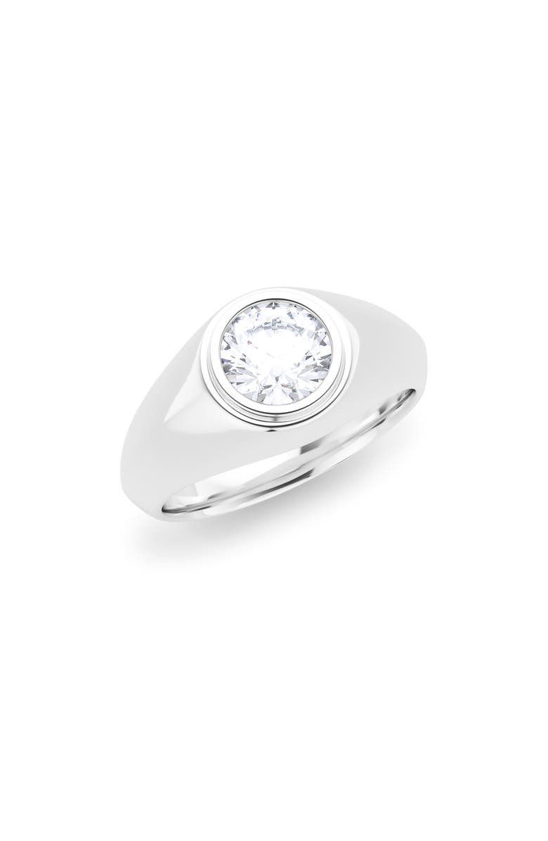 HauteCarat Men's Round Brilliant Lab Created Diamond Ring, Main, color, 2.00 Ctw 18K White Gold