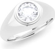 HauteCarat Men's Round Brilliant Lab Created Diamond Ring