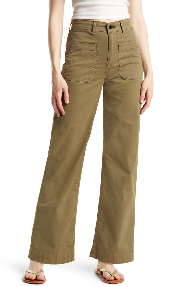 ASKK NY Sailor High Waist Wide Leg Pants, Main, color, Olive