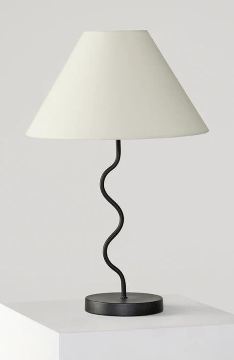 Squiggle 22" LED Table Lamp with Twisting Base and Ivory Empire Shade