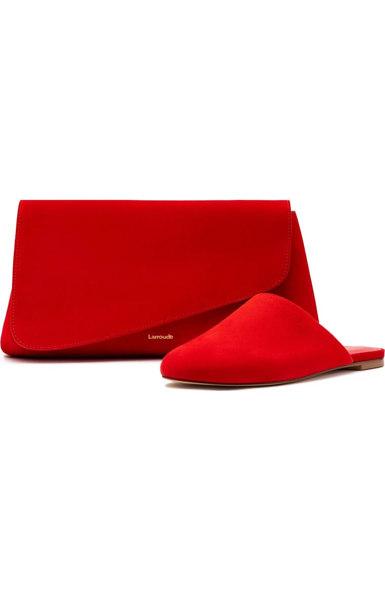 Larroudé Venice Flat Mule and Pouch Kit, Alternate, color, Scarlet