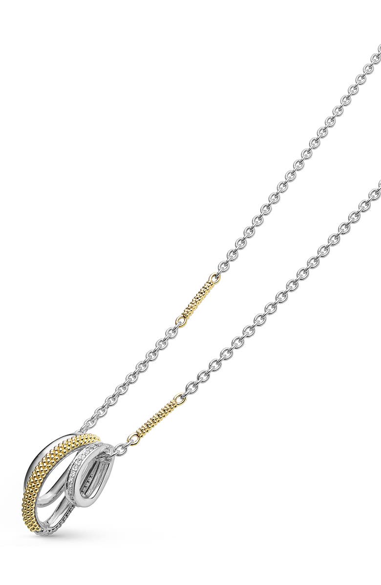 LAGOS Caviar Lux Pavé Diamond Pendant Necklace, Alternate, color, Two-Tone