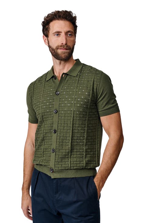 Manor Textured Button Through Polo