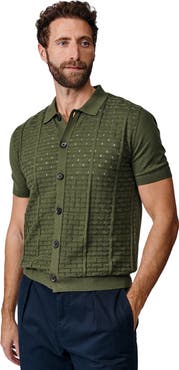 Aubin Manor Textured Button Through Polo