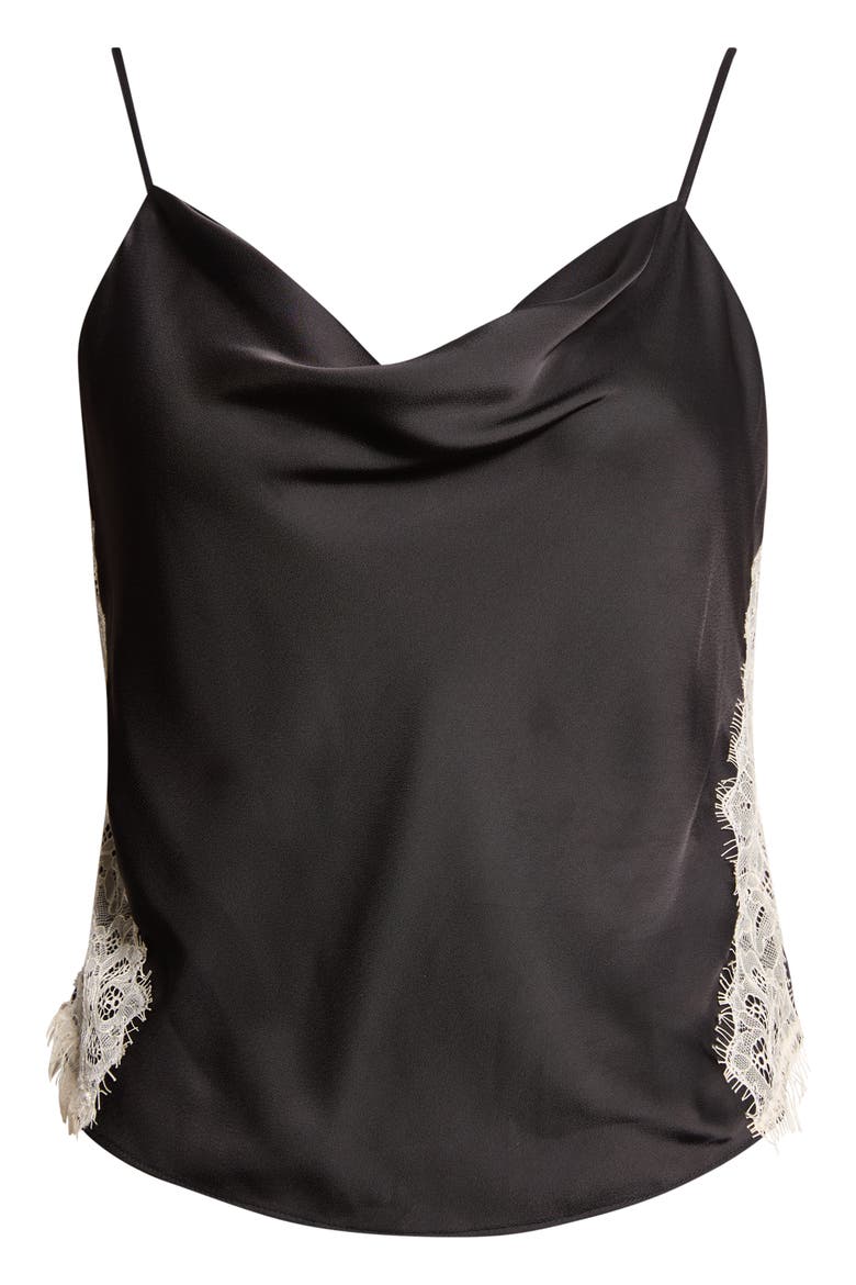 Esme Lace Satin Camisole, Alternate, color, BLACK/ GARDENIA