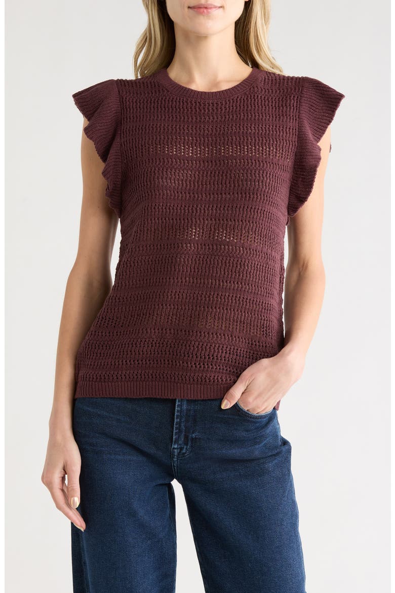 Flutter Sleeve Sweater, Main, color, BURGUNDY FUDGE
