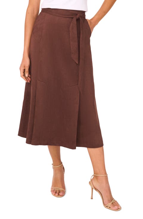 Faux Suede Faux Wrap Skirt