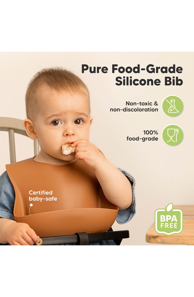 KeaBabies Prep Silicone Bibs, Alternate, color, Terracotta