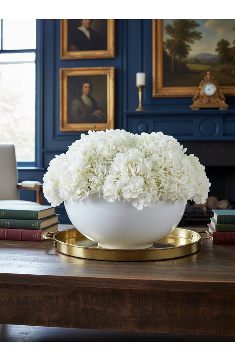 CocoBella Lumi Large RealTouch Hydrangea Centerpiece, Alternate, color, Snow