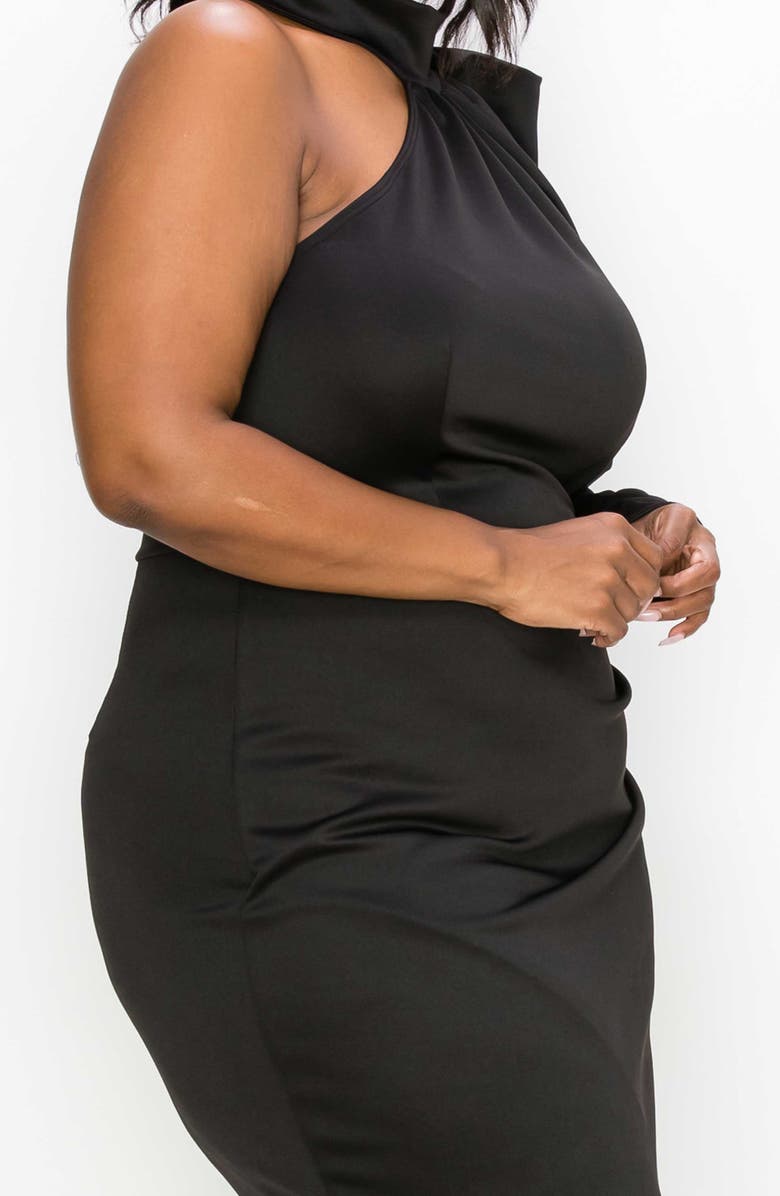 L I V D Gigi One-Shoulder Long Sleeve Midi Dress, Alternate, color, Black