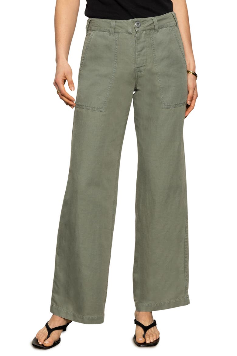 Wide Leg Linen Blend Pants, Main, color, DARK SPRUCE
