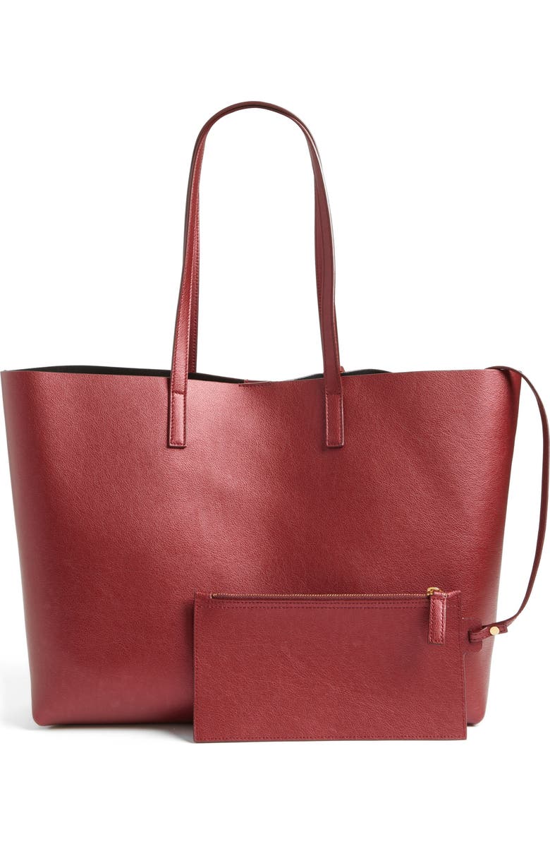 Saint Laurent East/West Leather Tote with Zip Pouch, Alternate, color,