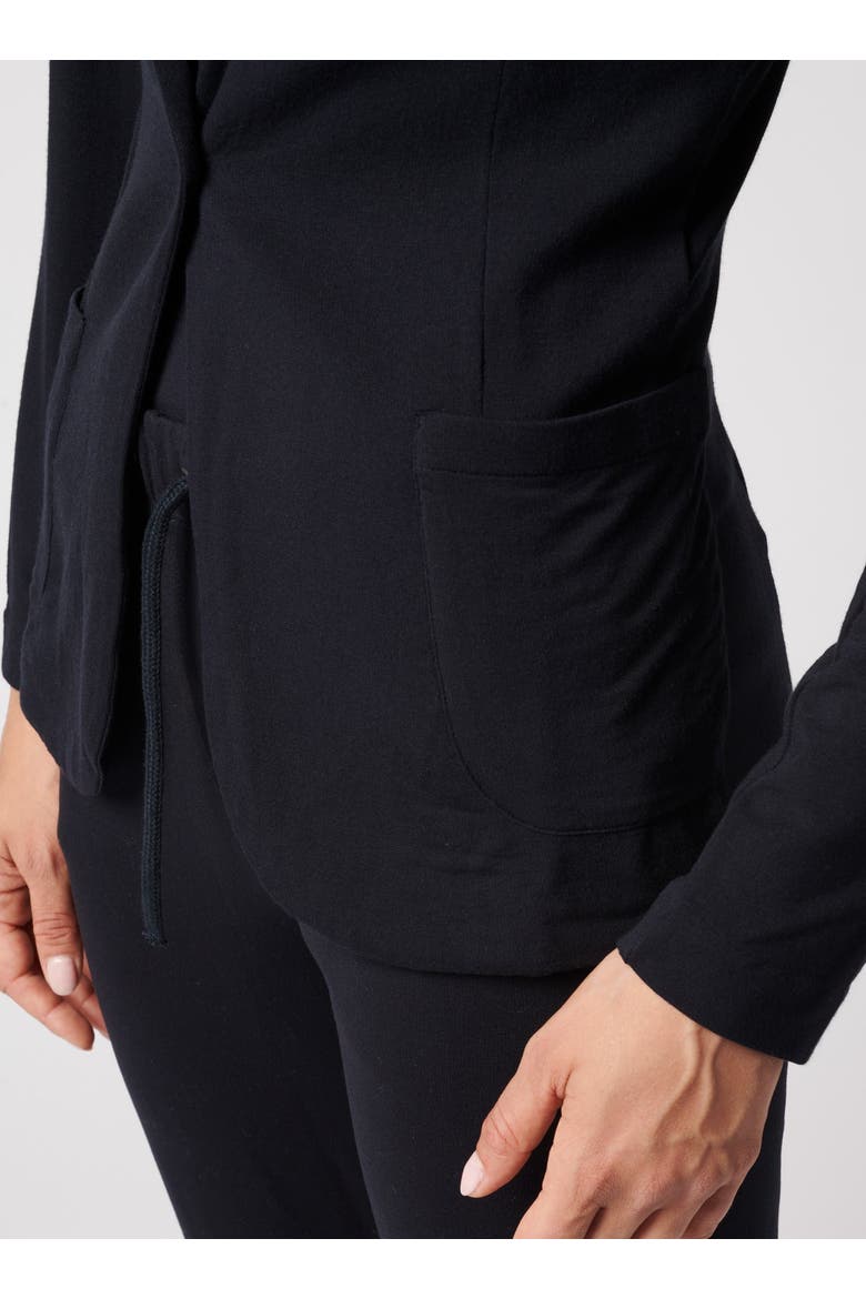 French Terry Brushed Fleece One-Button Blazer, Alternate, color, NOIR