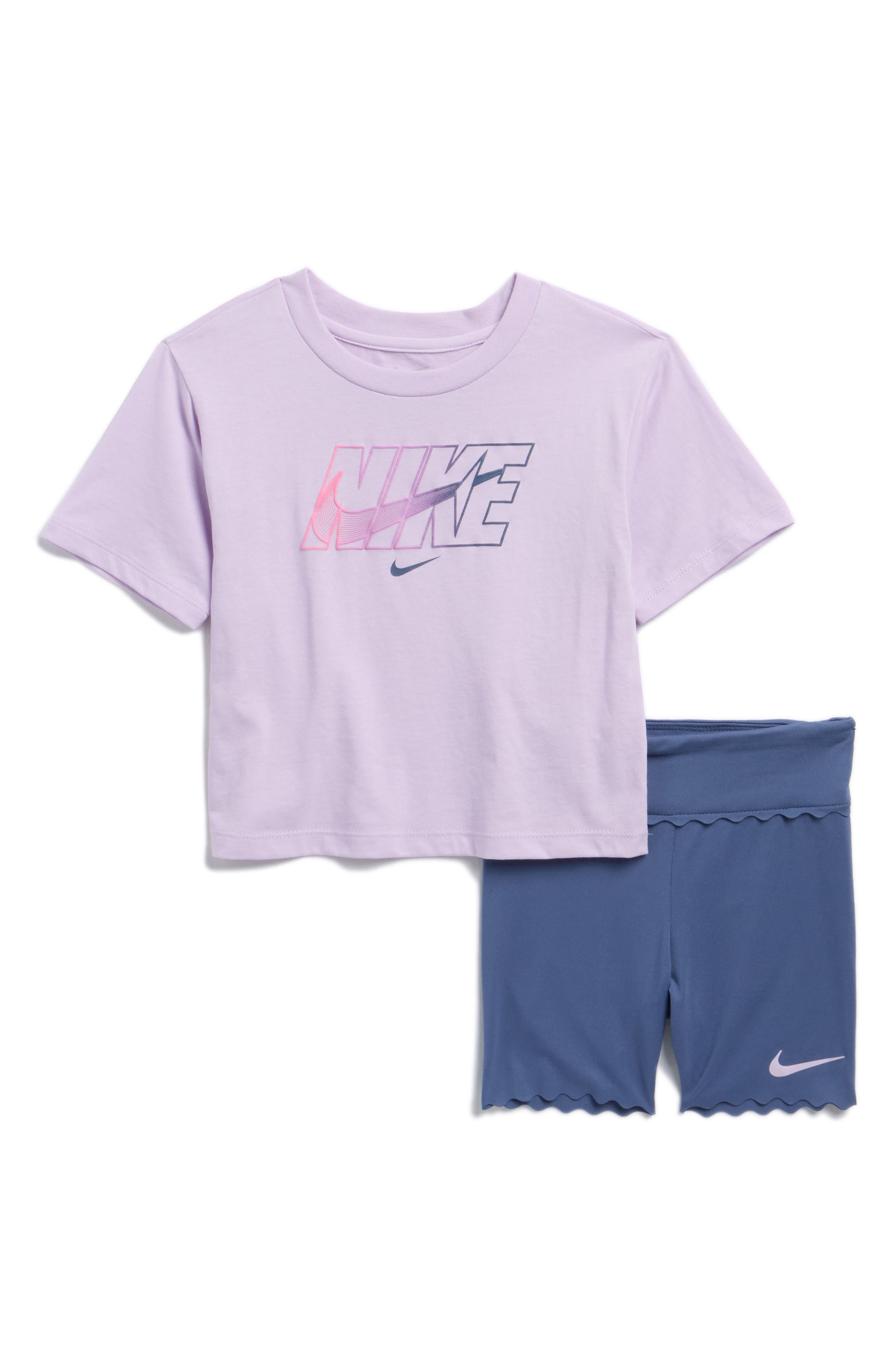 Nike Kids' Swoosh Graphic T-Shirt & Bike Shorts Set