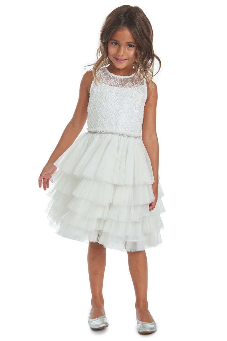 Beaded Tulle Party Dress, Alternate, color, IVORY