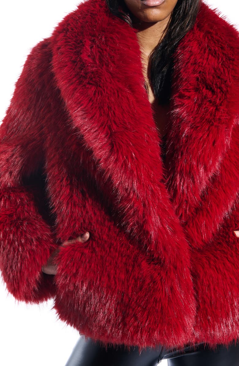 AZALEA WANG Simona Faux Fur Coat, Alternate, color, Red