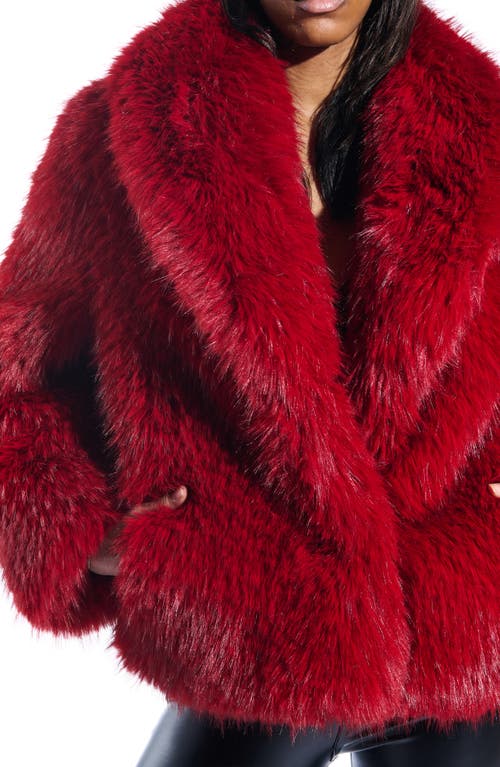 Azalea Wang Simona Faux Fur Coat In Red