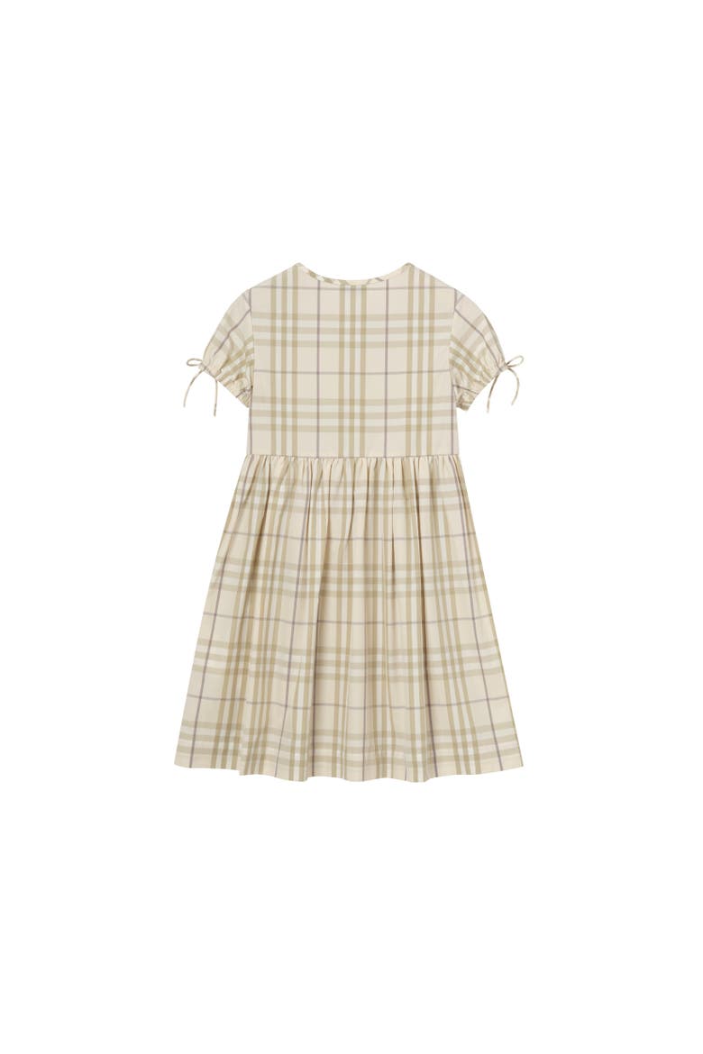 Girls' Check Cotton Dress, Alternate, color, Sesame beige