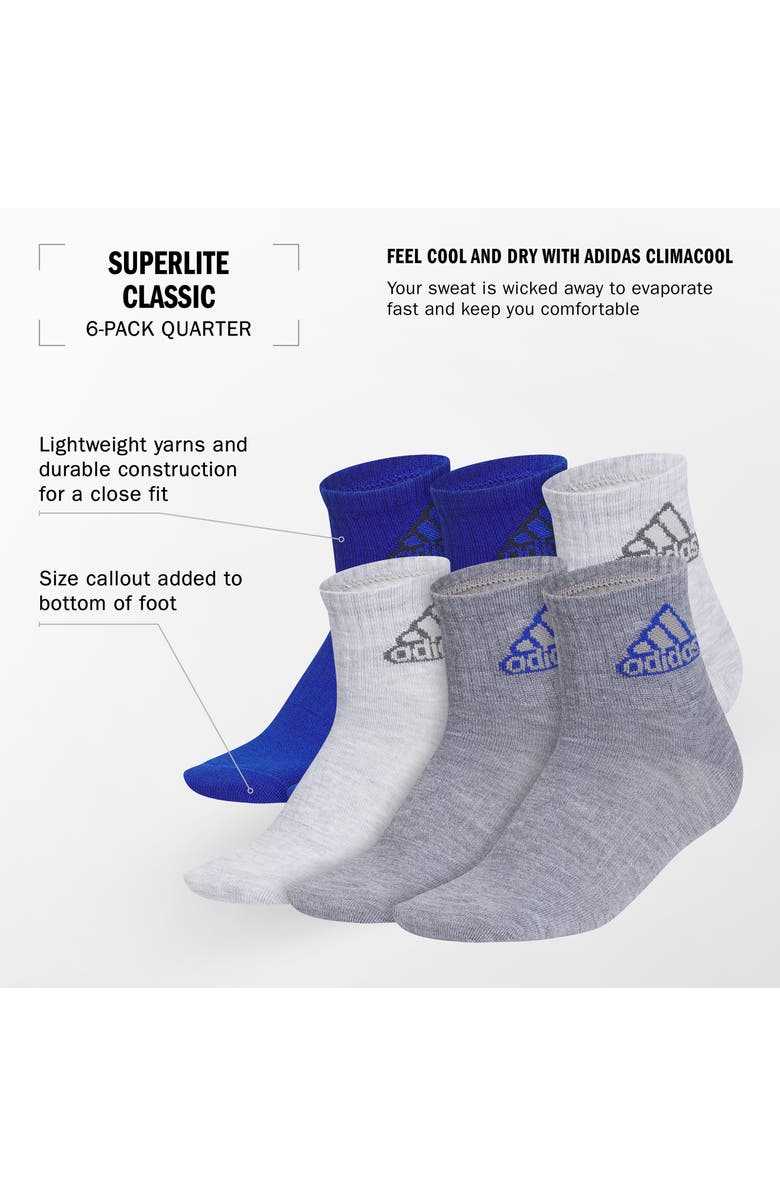 adidas Kids' Assorted 6-Pack AEROREADY Superlite Ankle Socks, Alternate, color, 