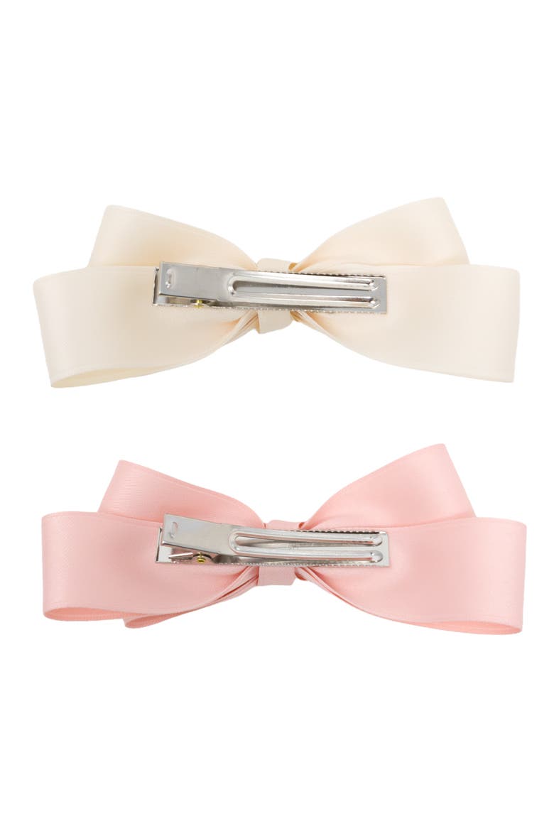 Large Double Bow Clip Set, Alternate, color, Blush Pink & Ivory