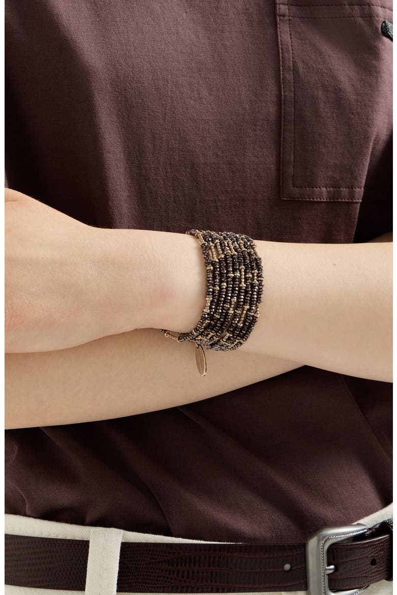 Hematite and Sterling Silver wrap bracelet, Alternate, color, Brown