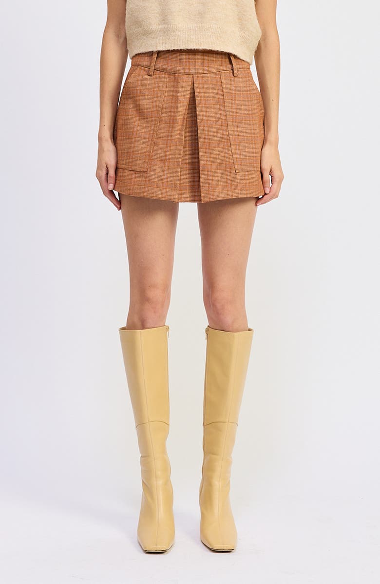 JACQUIE THE LABEL Leighton Plaid Skort, Main, color, Burnt Orange